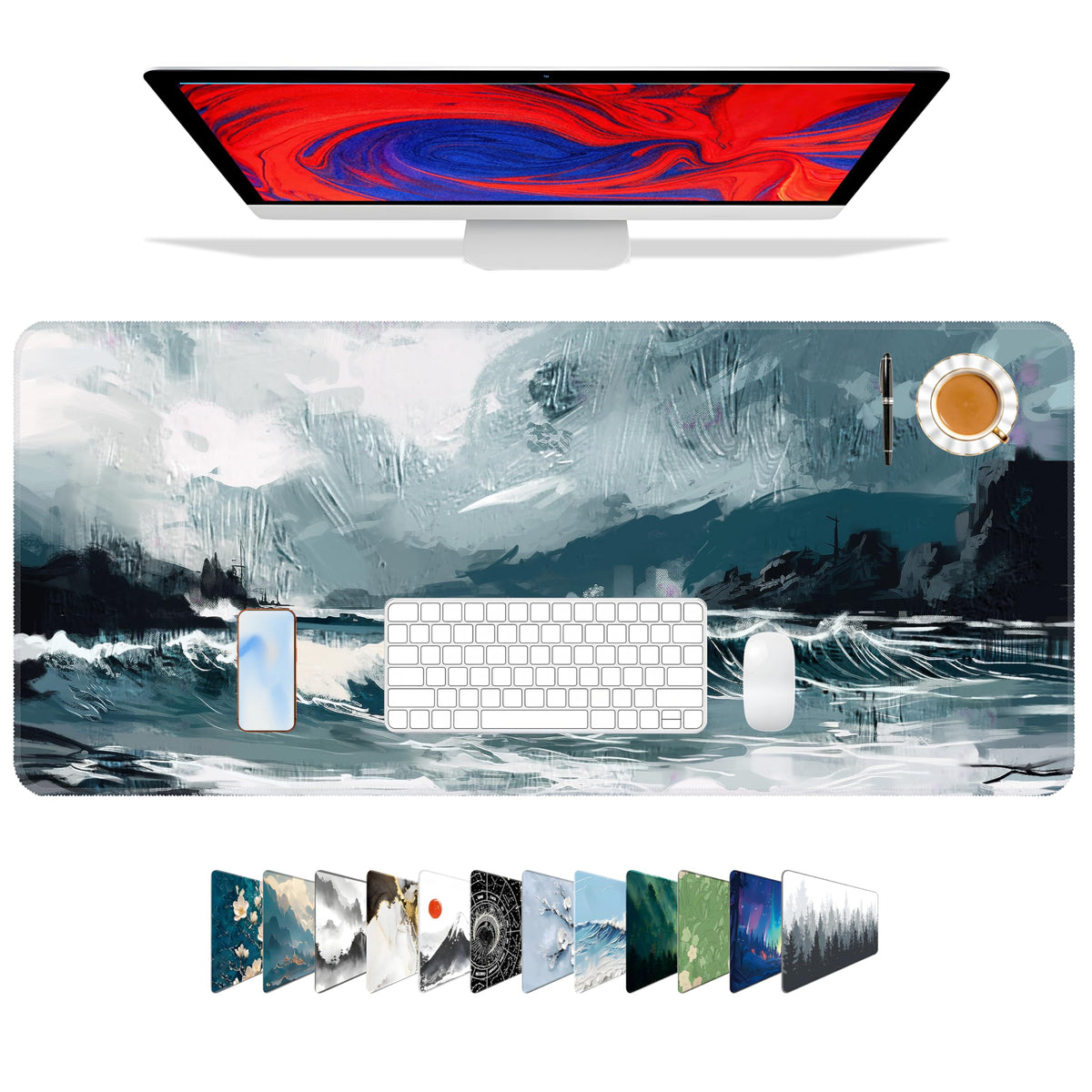 Galdas Gaming Mouse Pad XXL XL Large Long Extended Big Mousepad Non-Slip Rubber Keyboard Mouse Pad with Stitched Edges for Laptop Home Office (31.5x11.8x0.08 Inch) …