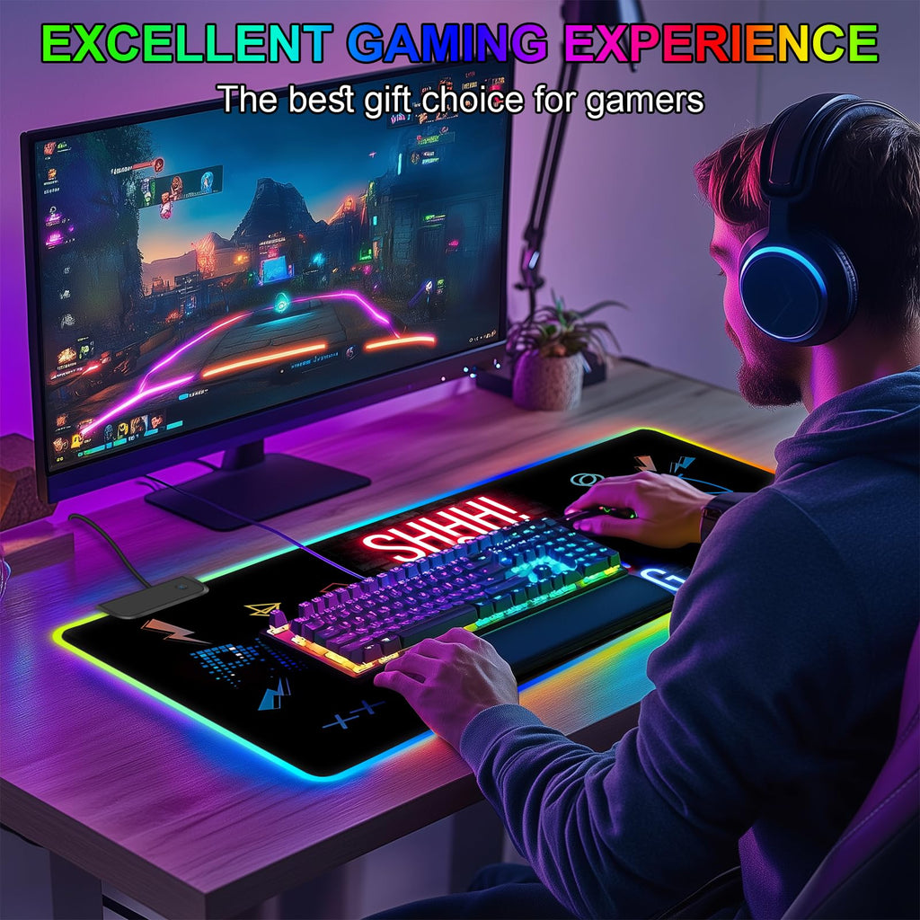 Large RGB Gaming Mouse Pad with 13 LED Light Modes