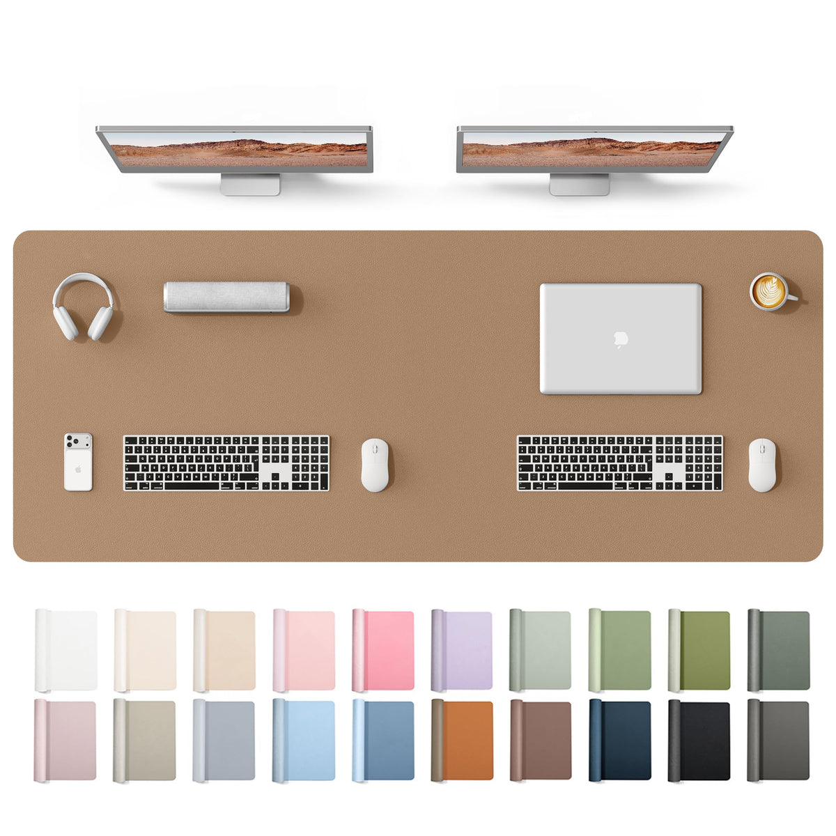 YSAGi Leather Desk Mat, Large Mouse Mat, Non-Slip Desk Pad Desk Protector Mat, Waterproof PU Leather Laptop Mat Table Mat Desk Writing Pad for Office and Home