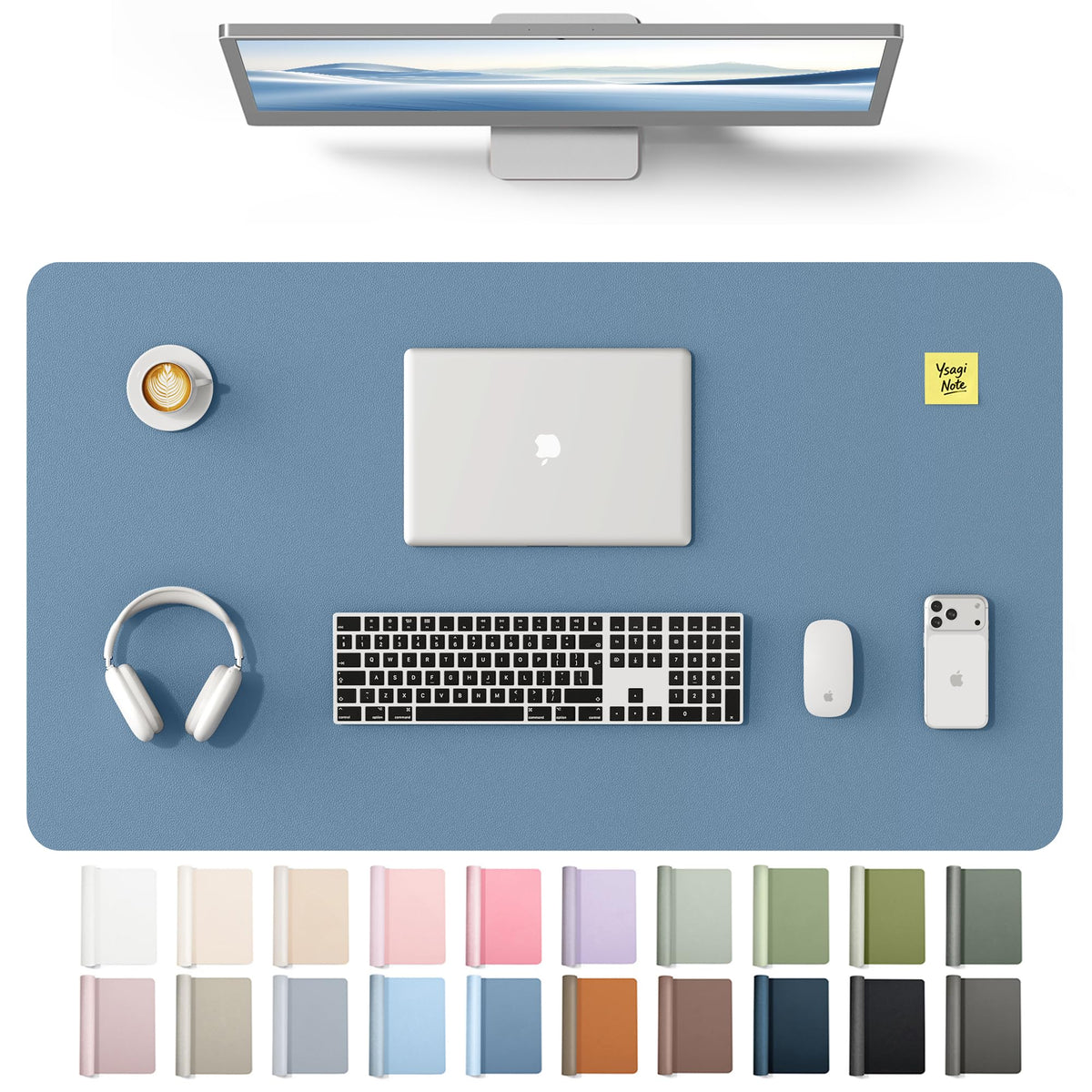 YSAGi Leather Desk Mat, Large Mouse Mat, Non-Slip Desk Pad Desk Protector Mat, Waterproof PU Leather Laptop Mat Table Mat Desk Writing Pad for Office and Home