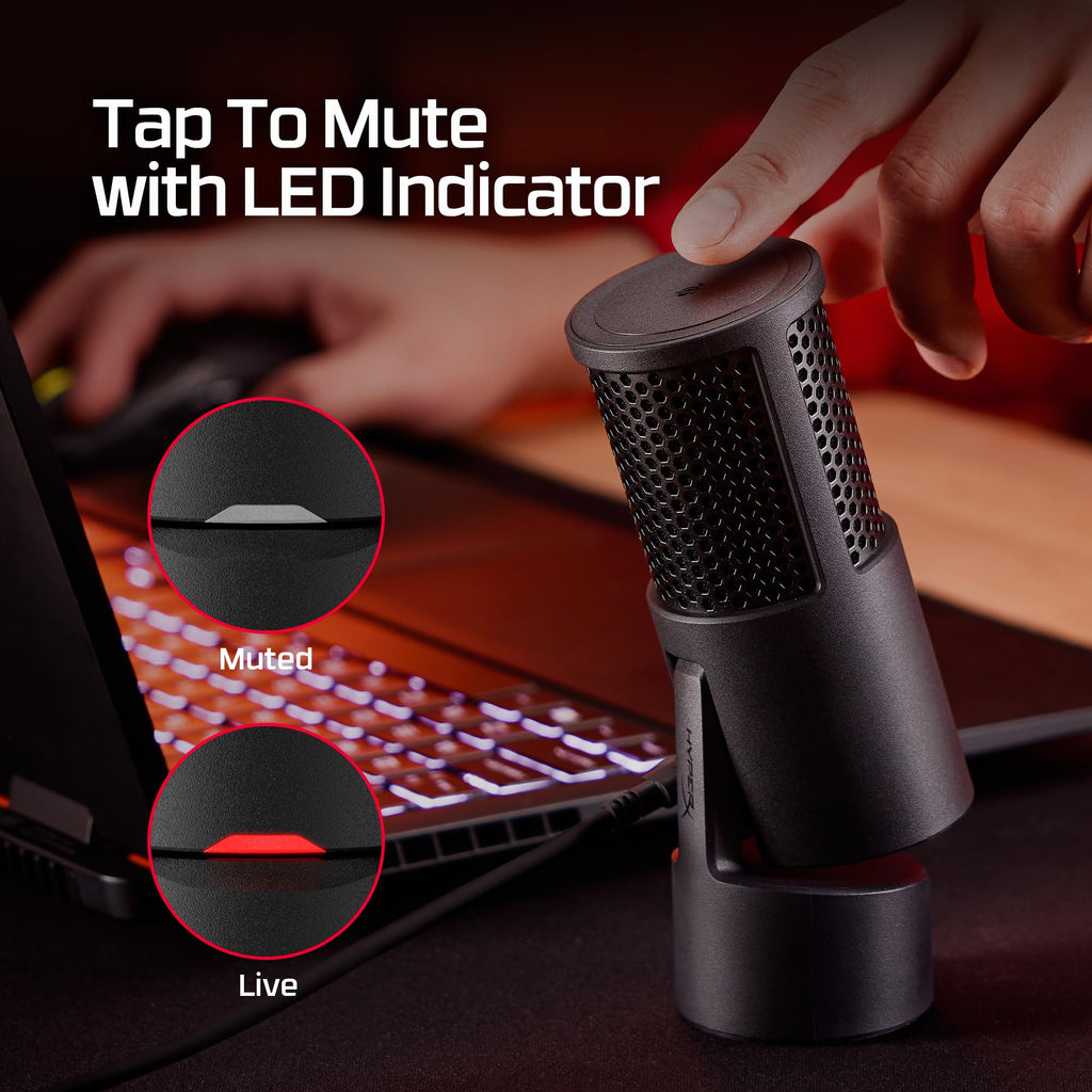 HyperX SoloCast – USB Condenser Gaming Microphone, for PC, PS4, PS5 and Mac, Tap-to-Mute Sensor, Cardioid Polar Pattern, Great for Streaming, Podcasts, Twitch, YouTube