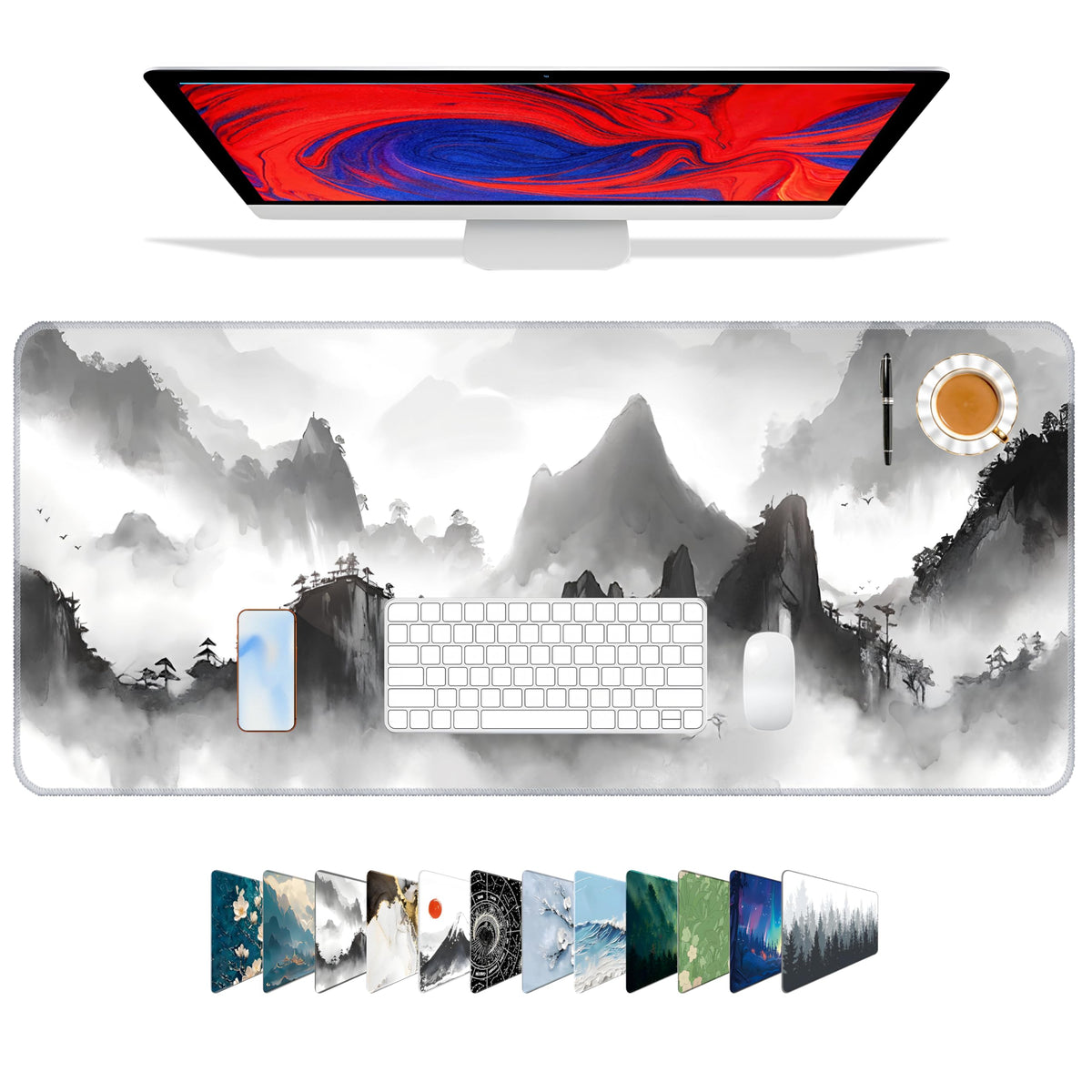 Galdas Gaming Mouse Pad XXL XL Large Long Extended Big Mousepad Non-Slip Rubber Keyboard Mouse Pad with Stitched Edges for Laptop Home Office (31.5x11.8x0.08 Inch) …