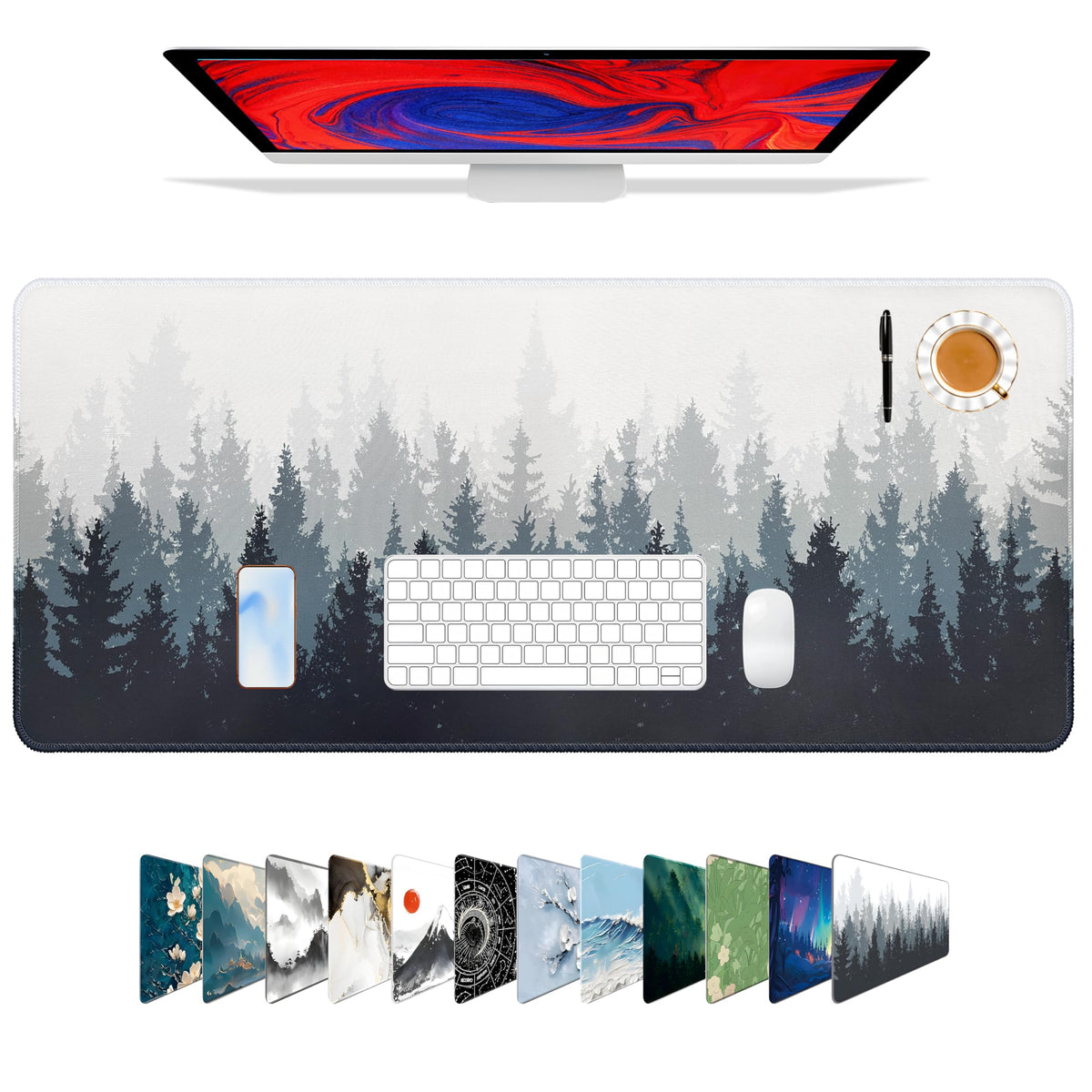 Galdas Gaming Mouse Pad XXL XL Large Long Extended Big Mousepad Non-Slip Rubber Keyboard Mouse Pad with Stitched Edges for Laptop Home Office (31.5x11.8x0.08 Inch) …